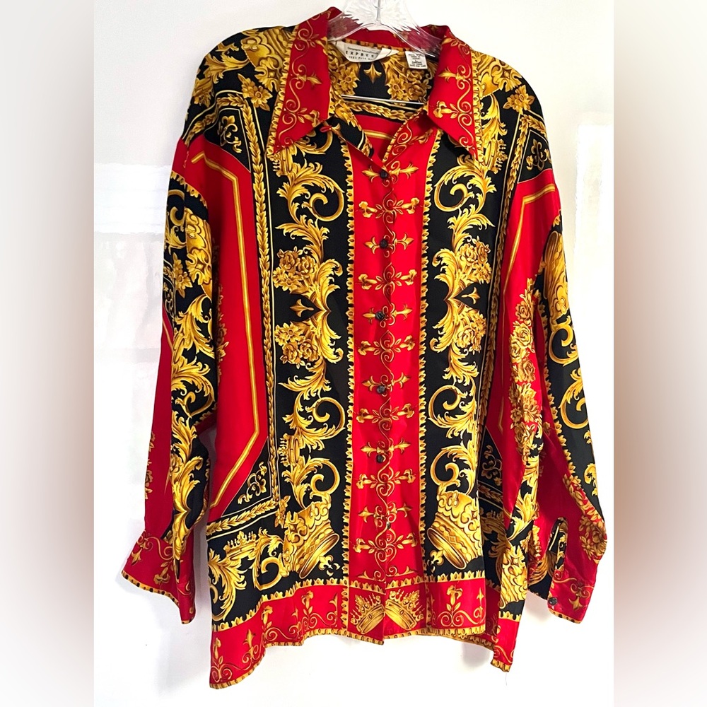 Express Silk Vintage Baroque Print Blouse